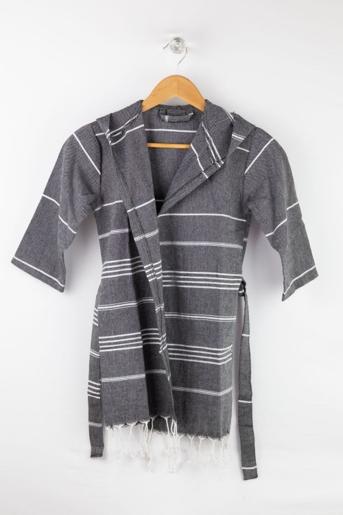 Bross Çocuk Siyah Bornoz %100 pamuk peştemal Siyah